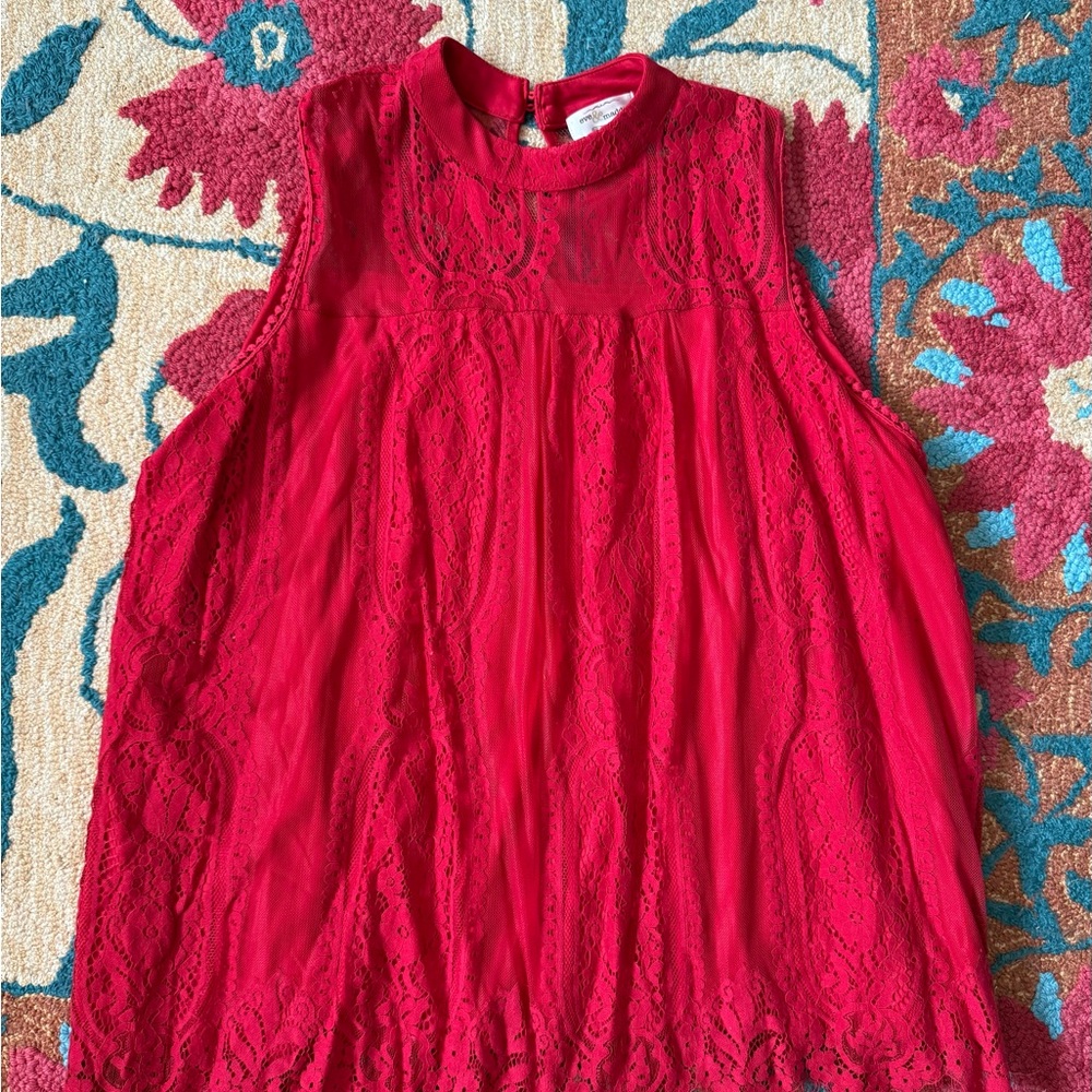 Red Lace Sleeveless Top